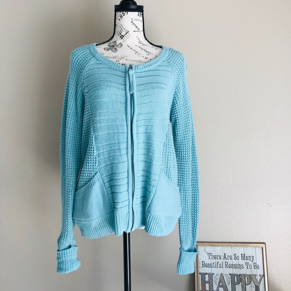 Sonoma Cable Knit Front ZIP Cardigan/Sweater Sz L